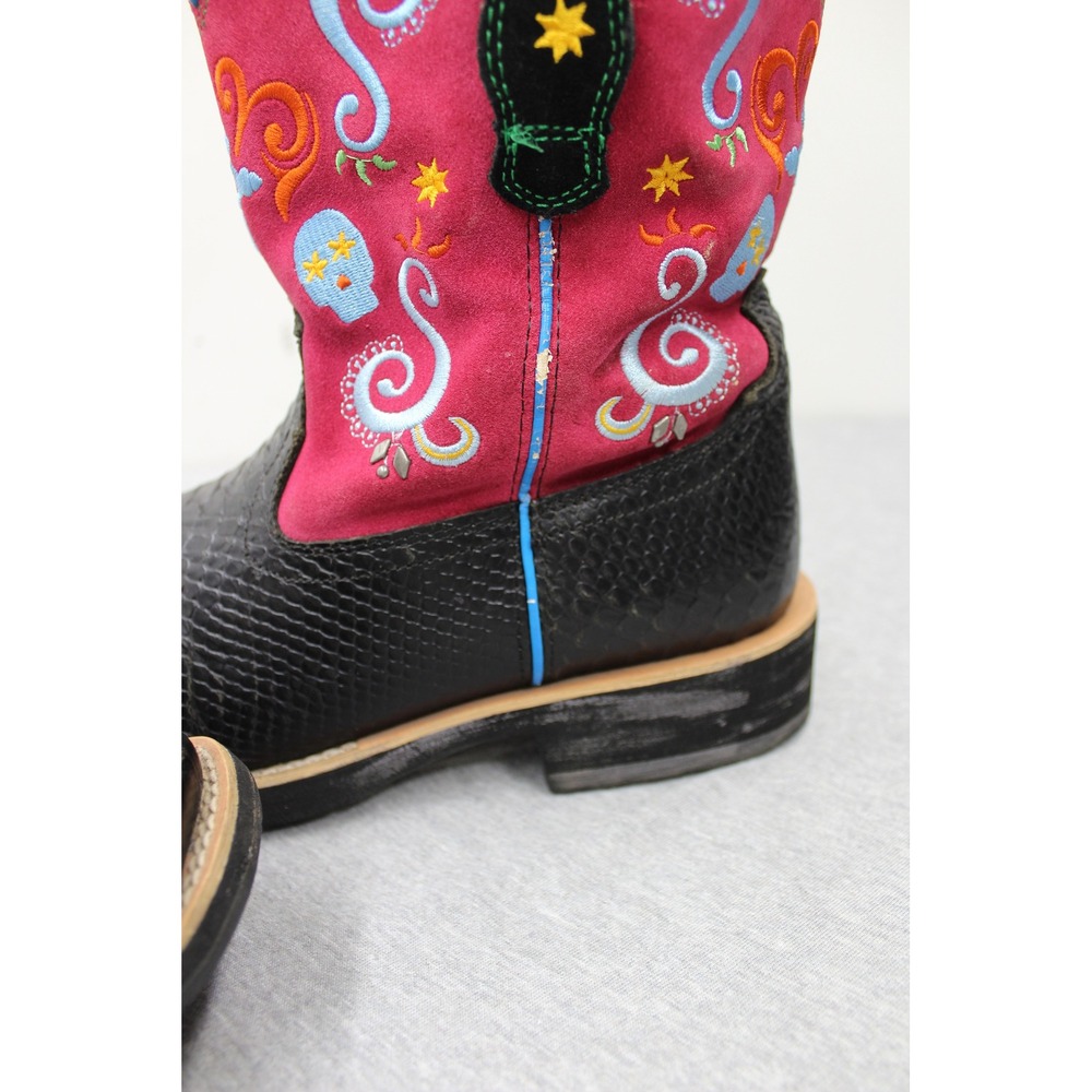 Ariat Boots Womens 10B Black Red Fatbaby Sugar Skull Western 10006761 - Picture 11 of 12
